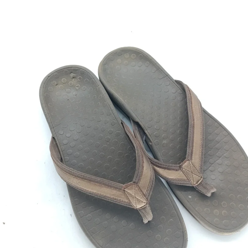 Vionic Womens Brown Orthotic Flip Flop Sandals Thong Comfort Shoes Size 10 s8